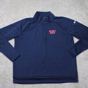 Nike Ole Miss Rebels Sweatshirt Womens Large Blue Pacer 1/2 Zip Dri-Fit Pullover